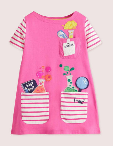 Scientist Appliqué Striped Dress - Mini Taylor